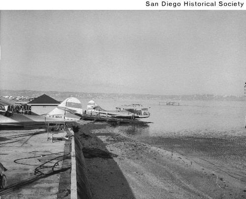 U.S. Navy PBY-3 Catalina seaplane entering the harbor