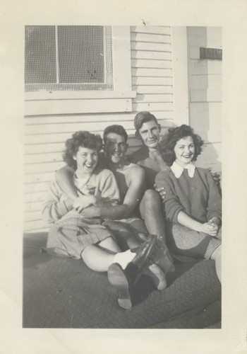 Irene Morris, Harry Mayo, Bob Rittenhouse, Helen Morris at the clubhouse