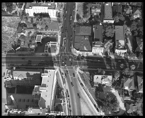 Aerial view of intersection-Third & Alvarado, 1936