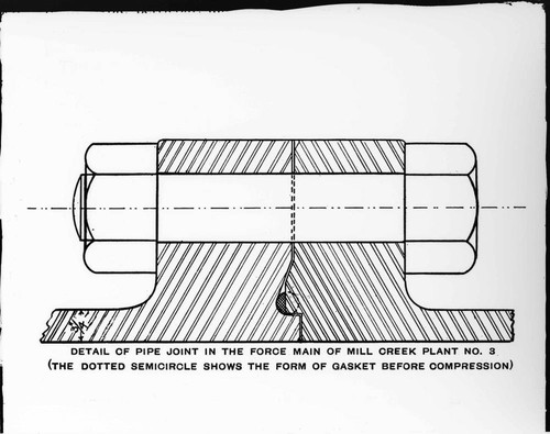 A drawing of a detail of the pipe joint in the force main of Mill Creek #3 Hydro Plant