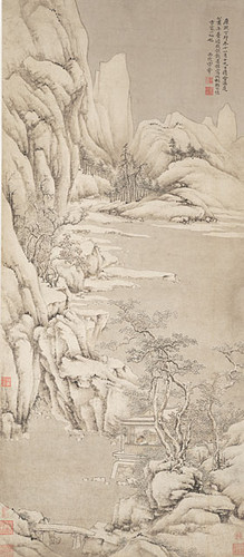 Winter Landscape with Man in House n.d