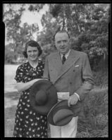 Leonard Plugge, head of the International Broadcasting Company of London, with his wife Ann, Los Angeles, 1935