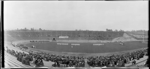 Pre-game activities, Rose Bowl Game, Rose Bowl Stadium, Pasadena. January 1, 1923