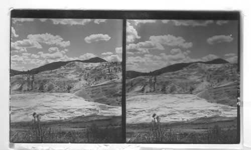 General View of Mammoth Hot Springs Terrace S.E. to Bunsen Peak