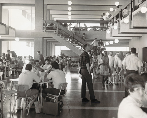 Students enjoying the cafeteria in the Student Union during its dedication
