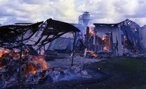 Burning structure, Managua, 1979