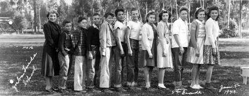 8th grade (standing up), Yorba Linda Grammar School, Jan. 1943