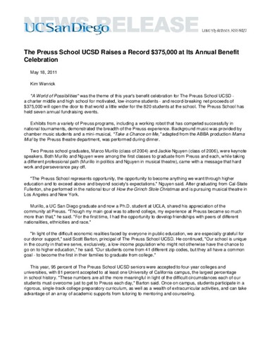 The Preuss School UCSD Raises a Record $375,000 at Its Annual Benefit Celebration