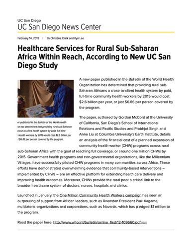 Healthcare Services for Rural Sub-Saharan Africa Within Reach, According to New UC San Diego Study