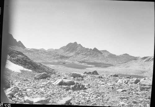 Muir Pass, View west to Wanda lake and Mount McGee. Misc. Mountains