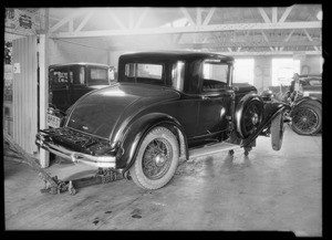 Nash coupe, W.E. Keenan, assured, and Chrysler, Mrs. Parker, owner, Southern California, 1932