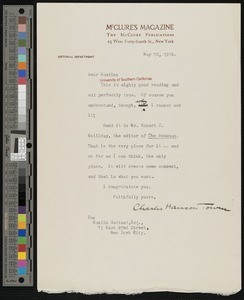 Charles Hanson Towne, letter, 1919-05-20, to Hamlin Garland
