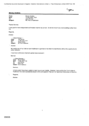 [Email from Andrew Money to Norman Jack regarding fax to Hadkinson]