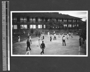 Volleyball game at Fukien Christian University, Fuzhou, Fujian, China, 1935
