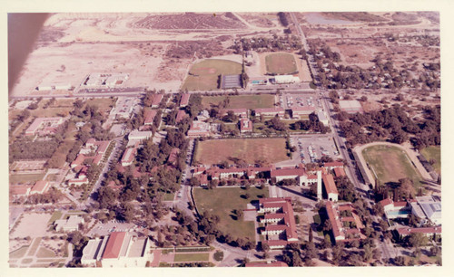 Aerial view of campus, Pomona College