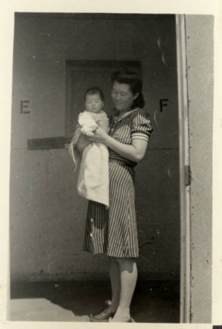 Yukino Nakano with baby, Beverly Jean at Granada Relocation Center
