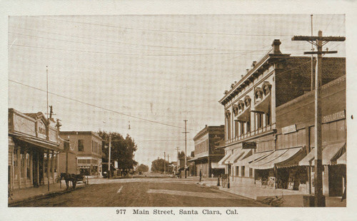 Postcard of Main Street, Santa Clara, California