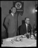 Paul Steintorf and Charles Hart talk trade relations with Japan, Los Angeles, 1934