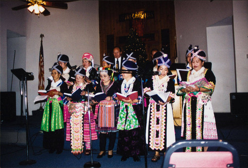 The Hmong Christian Alliance Church women's choir in Banning, California