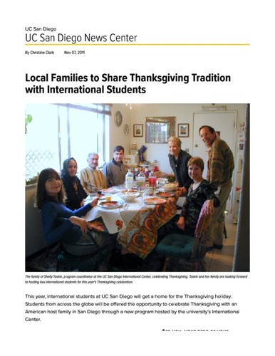 Local Families to Share Thanksgiving Tradition with International Students