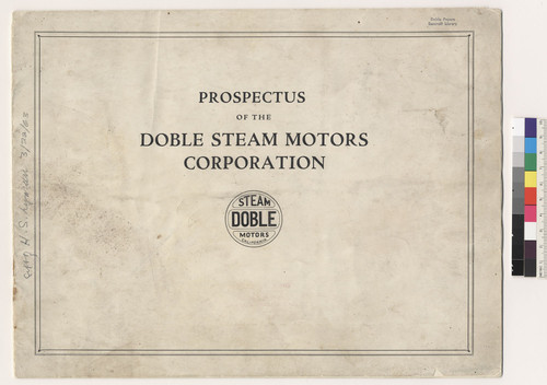 Prospectus of the Doble Steam Motors Corporation