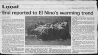 End reported to El Nino's warming trend