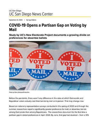 COVID-19 Opens a Partisan Gap on Voting by Mail