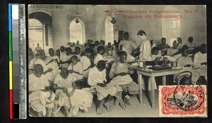 Girls in sewing class, Kimbungu, Congo, ca.1920-1940