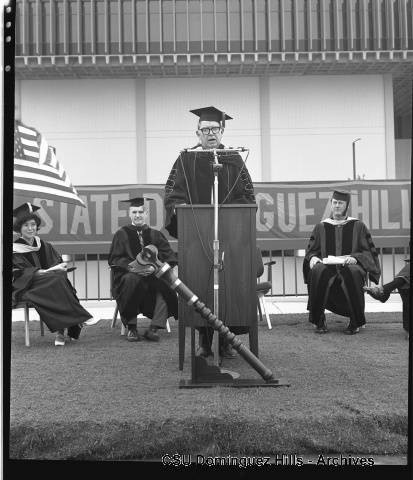 President Cain speaking at 1972 commencement