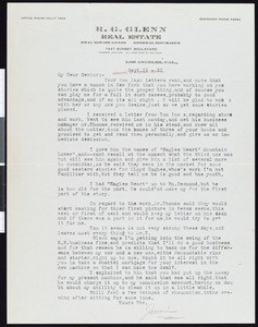 Franklin M. Garland, letter, 1921-09-15, to Hamlin Garland