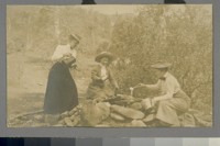 Miss Cathcart, Mother and I cooking breakfast out to Monday Flat. Bully Hill ladies having al fresco breakfast