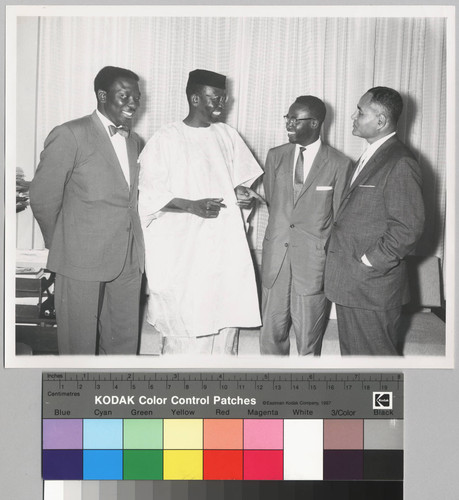 Ambassador Alex Quaison-Sackey, Prime Minister Nnamdi Azikiwe, Ambassador Diallo Telli and Ralph Bunche at the International House