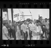 Striking auto workers out front of General Motor's Fisher Body plant in Van Nuys, Calif., 1964