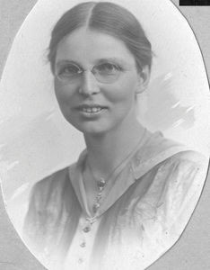 Fru Henrietta Lange, f. Wynkoop Drury i USA, gift med missionær Knud Lange, Arcot distrikt, Sydindien, 1918