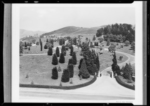 Panorama of cemetery, Rosehill Memorial Park, 3888 Workman Mill Road, Whittier, CA, 1933