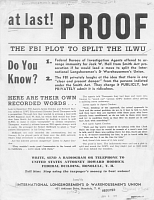 "At Last! Proof: The FBI Plot to Split the ILWU." International Longshoremen's and Warehousemen's Union [Broadsheet]