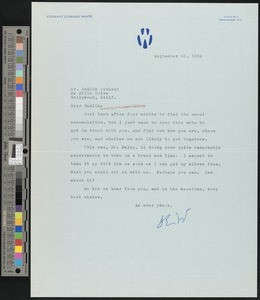 Stewart Edward White, letter, 1934-09-26, to Hamlin Garland