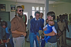 Danish Missionaries assembled for the conference in Bangladesh, December 1984. In front from th