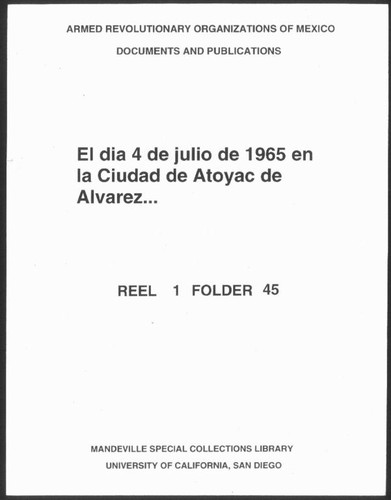 El dia 4 de julio de 1965 en la Ciudad de Atoyac de Alvarez