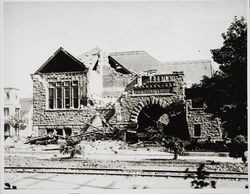 Ruins of Santa Rosa Carnegie Library after the 1906 earthquake, Santa Rosa, California, April 1906