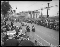 President Franklin D. Roosevelt’s motorcade leaves Central Station, Los Angeles, October 1, 1935