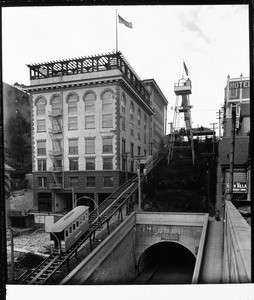 The Angels Flight Cable Railway going up Bunker Hill