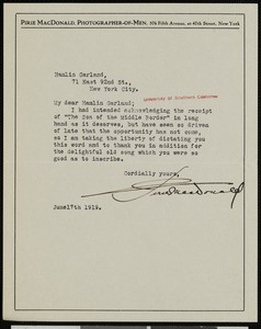 Pirie MacDonald, letter, 1919-06-17, to Hamlin Garland