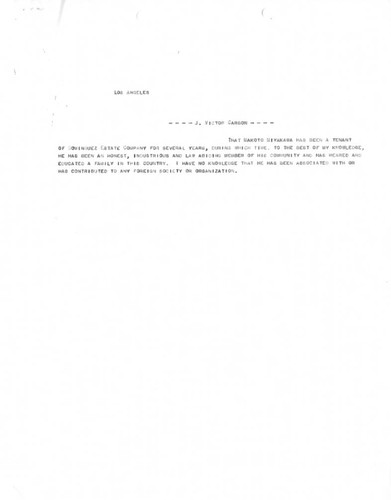 Affidavit by John Victor Carson regarding Makotoa Miyakawa, [September, 1942?]