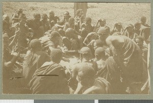 Distributing poison, Chogoria, Kenya, ca.1922
