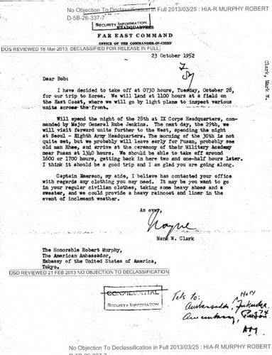 Mark W. Clark letters to Robert Murphy