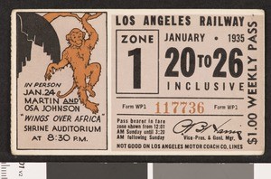 Los Angeles Railway weekly pass, 1935-01-20