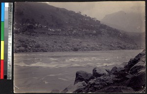 Village along river, Sichuan, China, ca.1900-1920