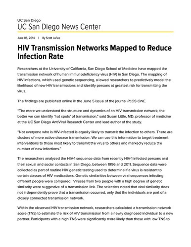 HIV Transmission Networks Mapped to Reduce Infection Rate