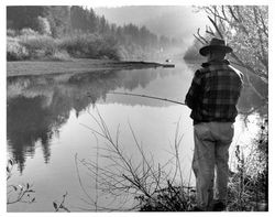 Man fishing along the banks of the Russian River